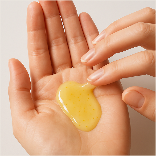 ジェルを手に取った様子