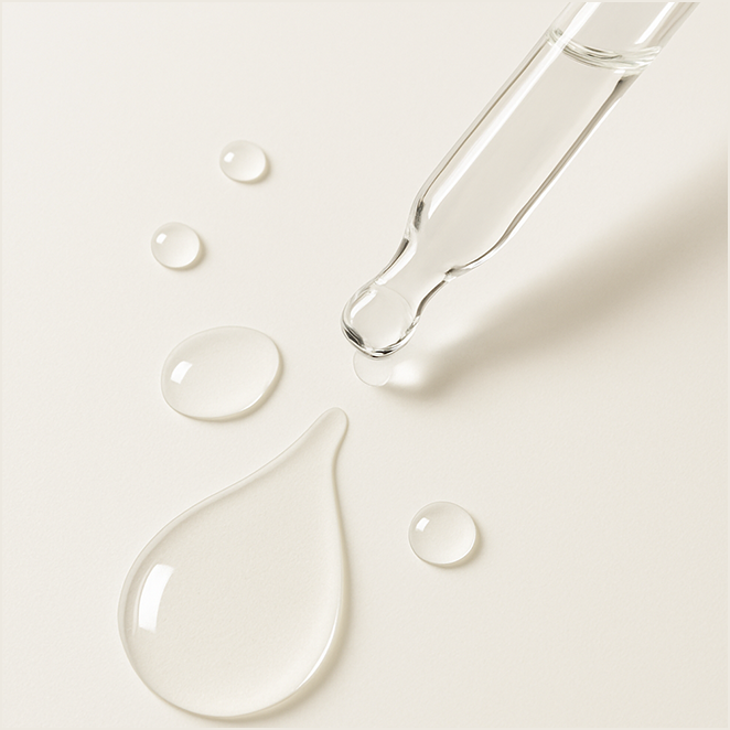 スポイトから落ちる美容液の滴